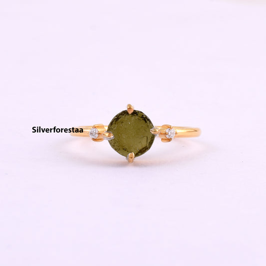 Moldavite Crystal Ring Transformative Gemstone Jewelry
