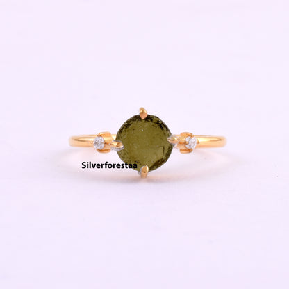 Moldavite Crystal Ring Transformative Gemstone Jewelry