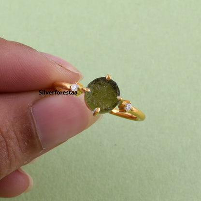 Moldavite Crystal Ring Transformative Gemstone Jewelry