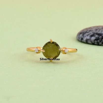 Moldavite Crystal Ring Transformative Gemstone Jewelry