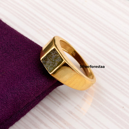 Raw Moldavite Ring | Sterling Silver Meteorite Jewelry