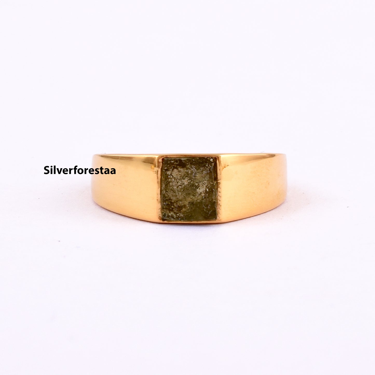 Raw Moldavite Ring | Sterling Silver Meteorite Jewelry