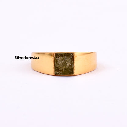 Raw Moldavite Ring | Sterling Silver Meteorite Jewelry