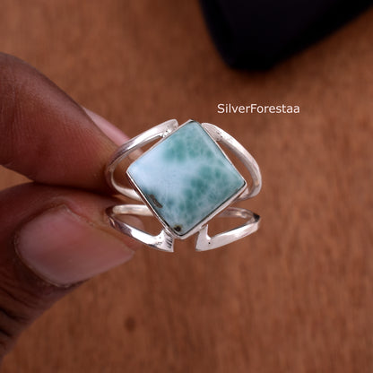 Handmade Larimar Ring | Bohemian Gemstone Jewelry