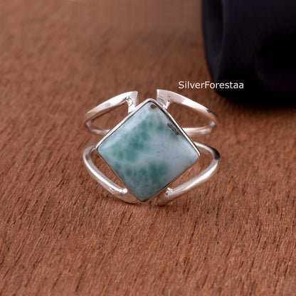 Handmade Larimar Ring | Bohemian Gemstone Jewelry