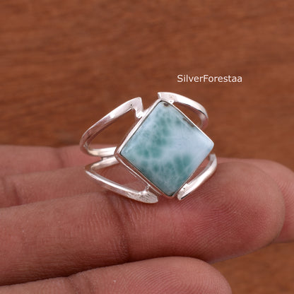Handmade Larimar Ring | Bohemian Gemstone Jewelry