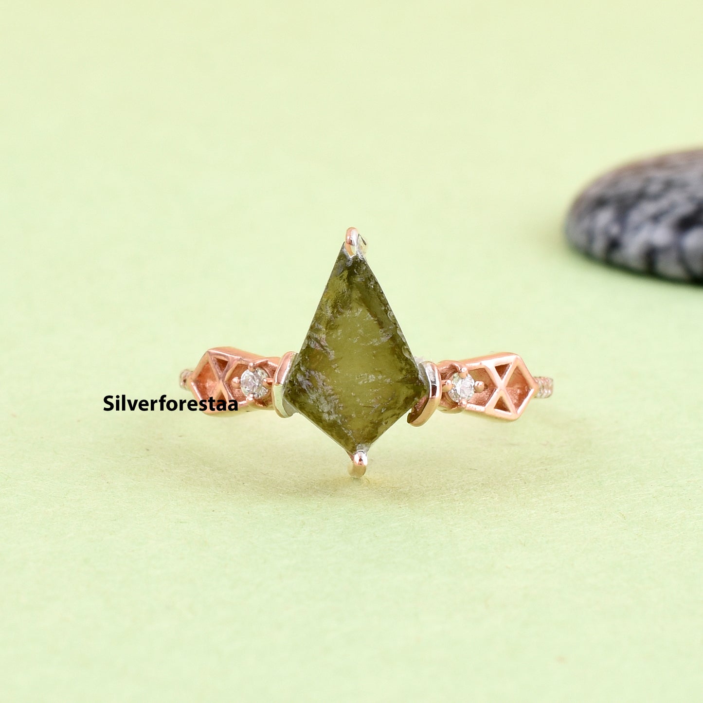Handmade Moldavite Ring | Authentic Meteorite Jewelry