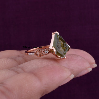 Handmade Moldavite Ring | Authentic Meteorite Jewelry