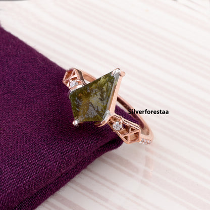 Handmade Moldavite Ring | Authentic Meteorite Jewelry