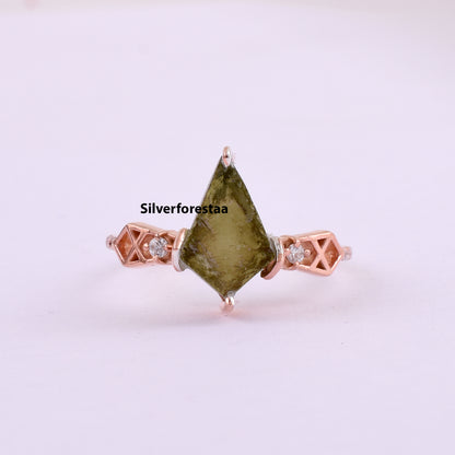 Handmade Moldavite Ring | Authentic Meteorite Jewelry