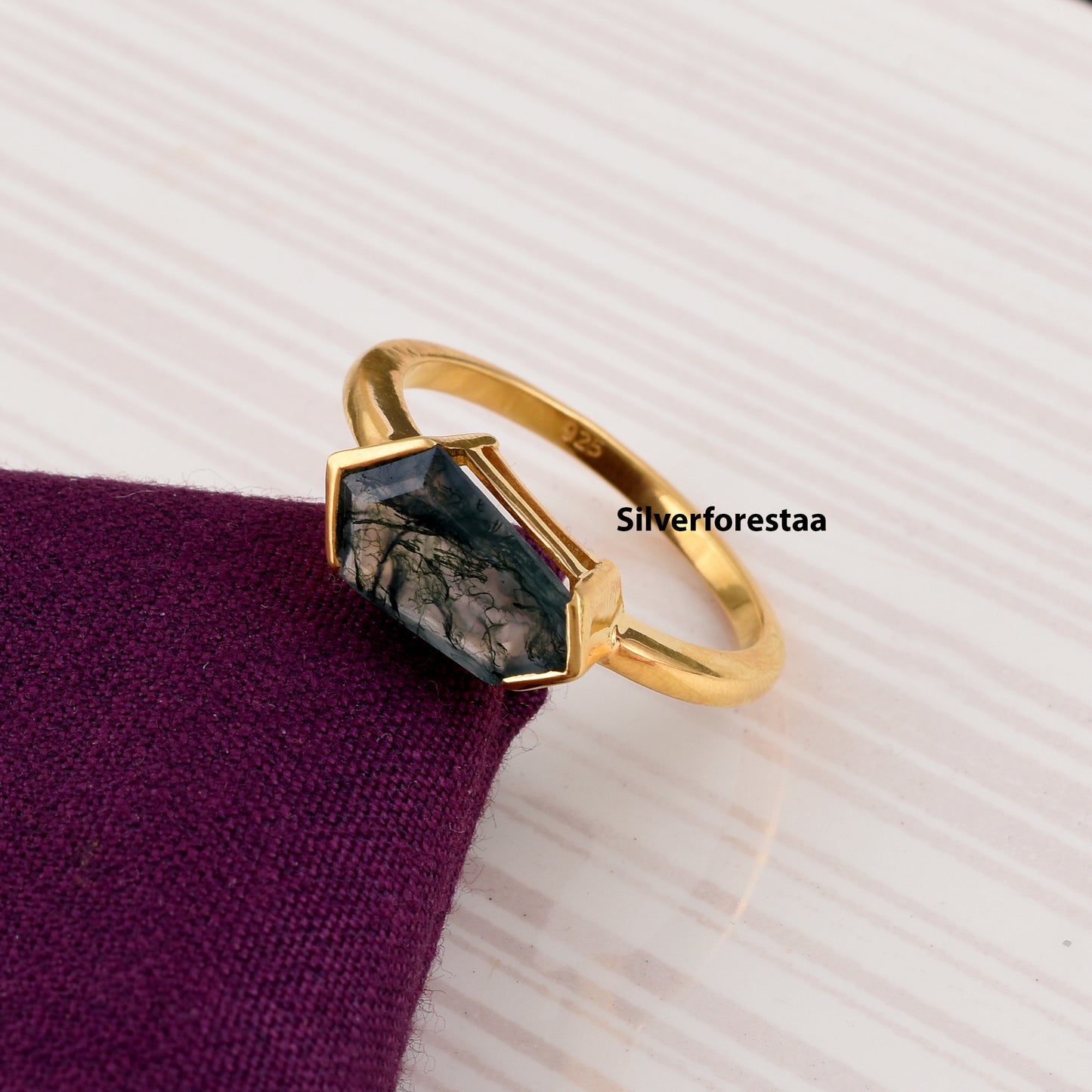 Moss Agate Gemstone Ring