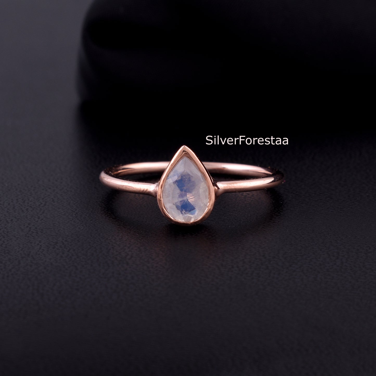 Pear Cut Moonstone Sterling Silver Ring | SilverForestaa
