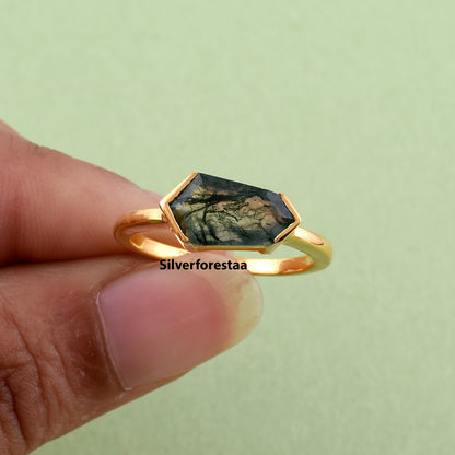 Moss Agate Gemstone Ring