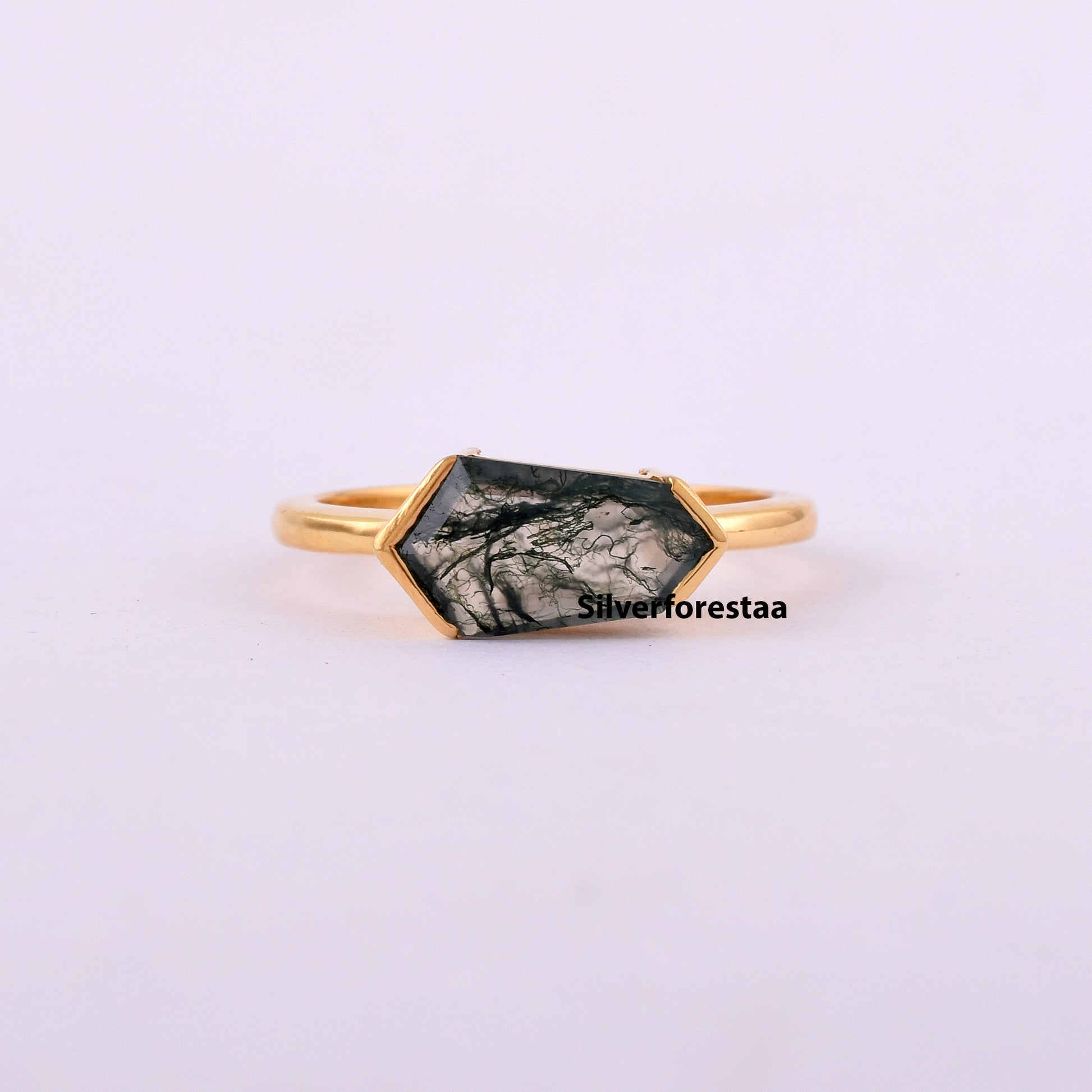 Moss Agate Gemstone Ring