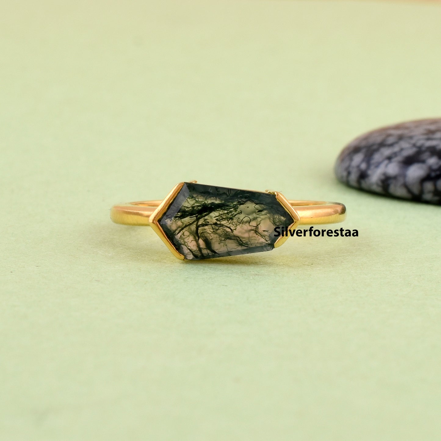 Moss Agate Gemstone Ring