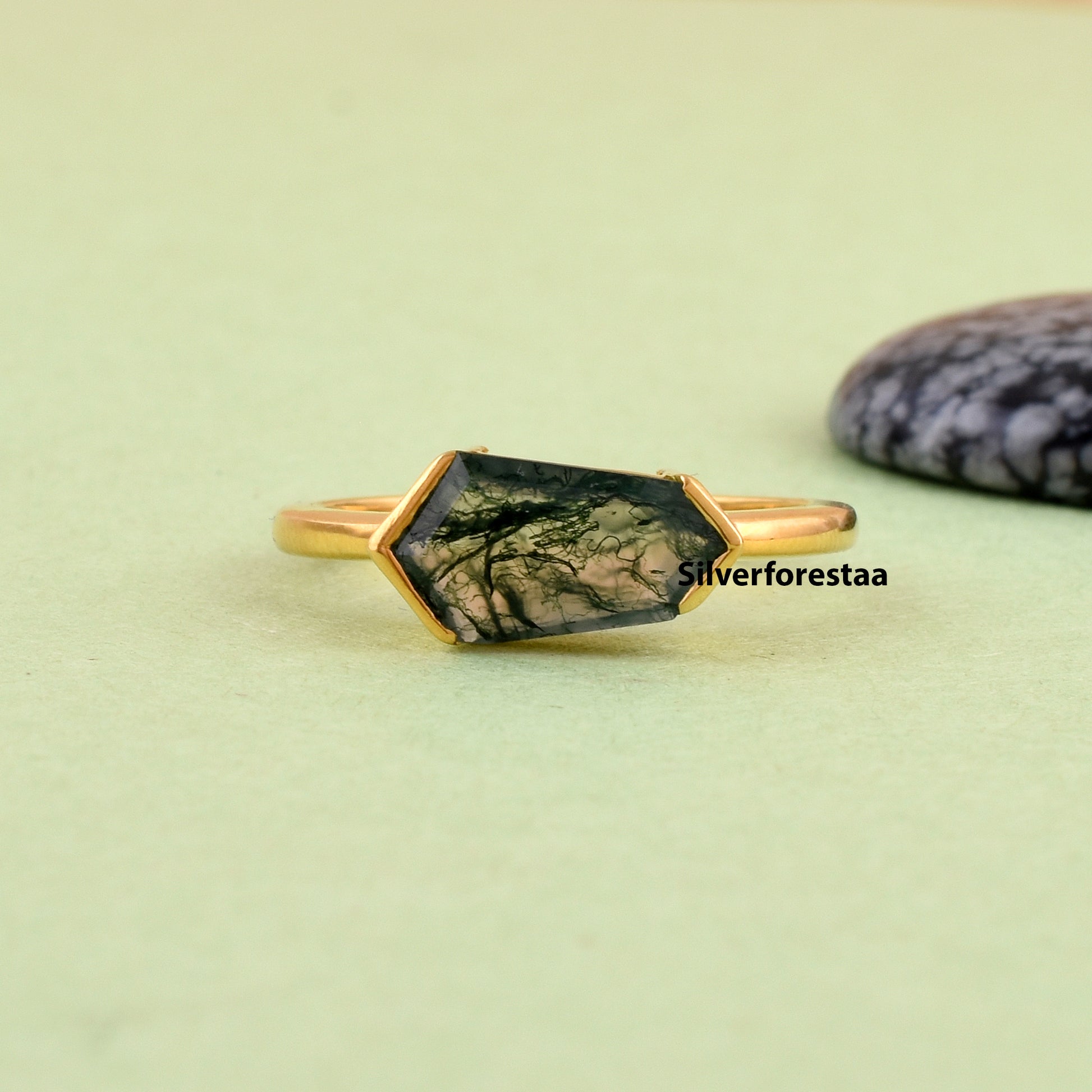 Moss Agate Gemstone Ring