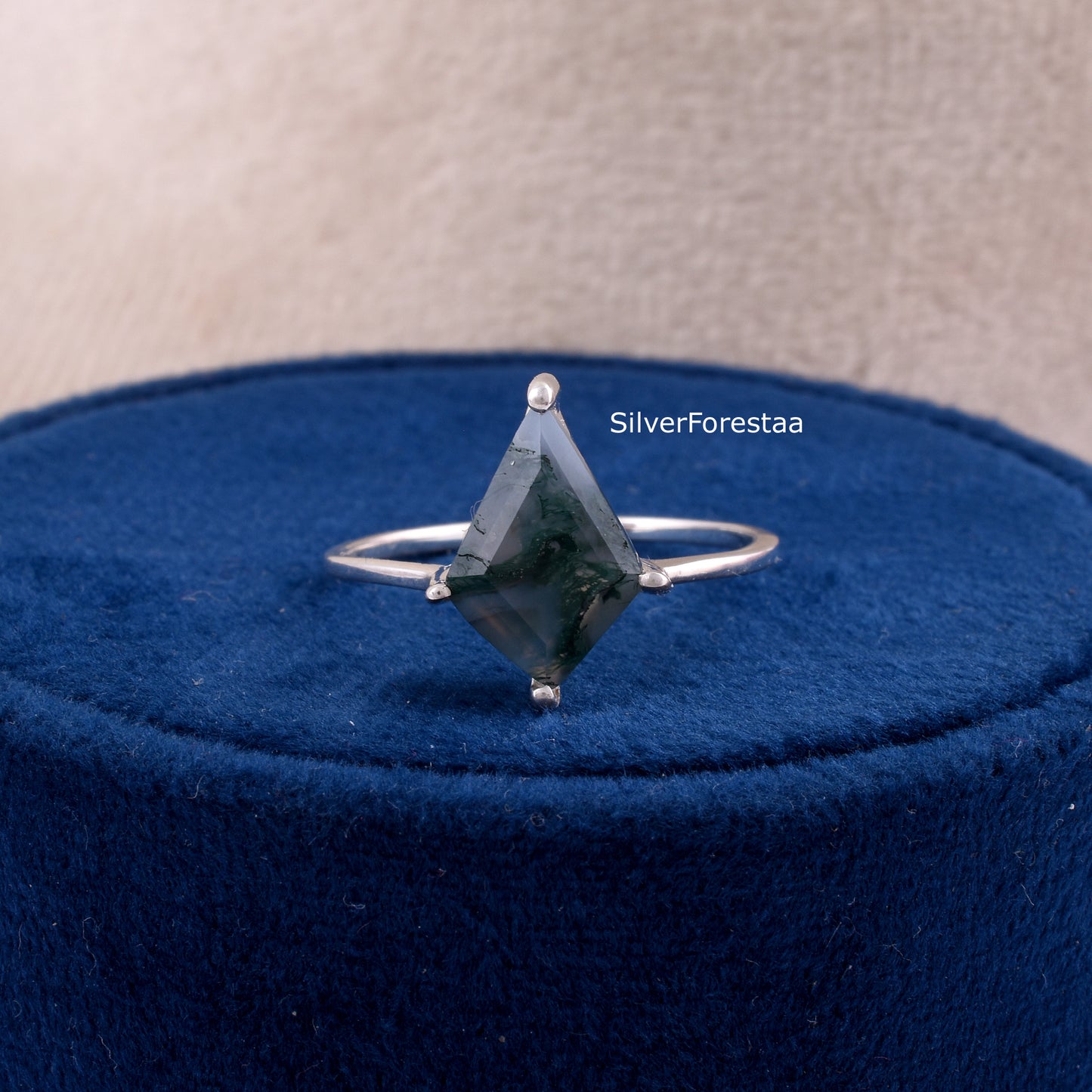 Shop Moss Agate Ring | Kite Shaped | SilverForestaa
