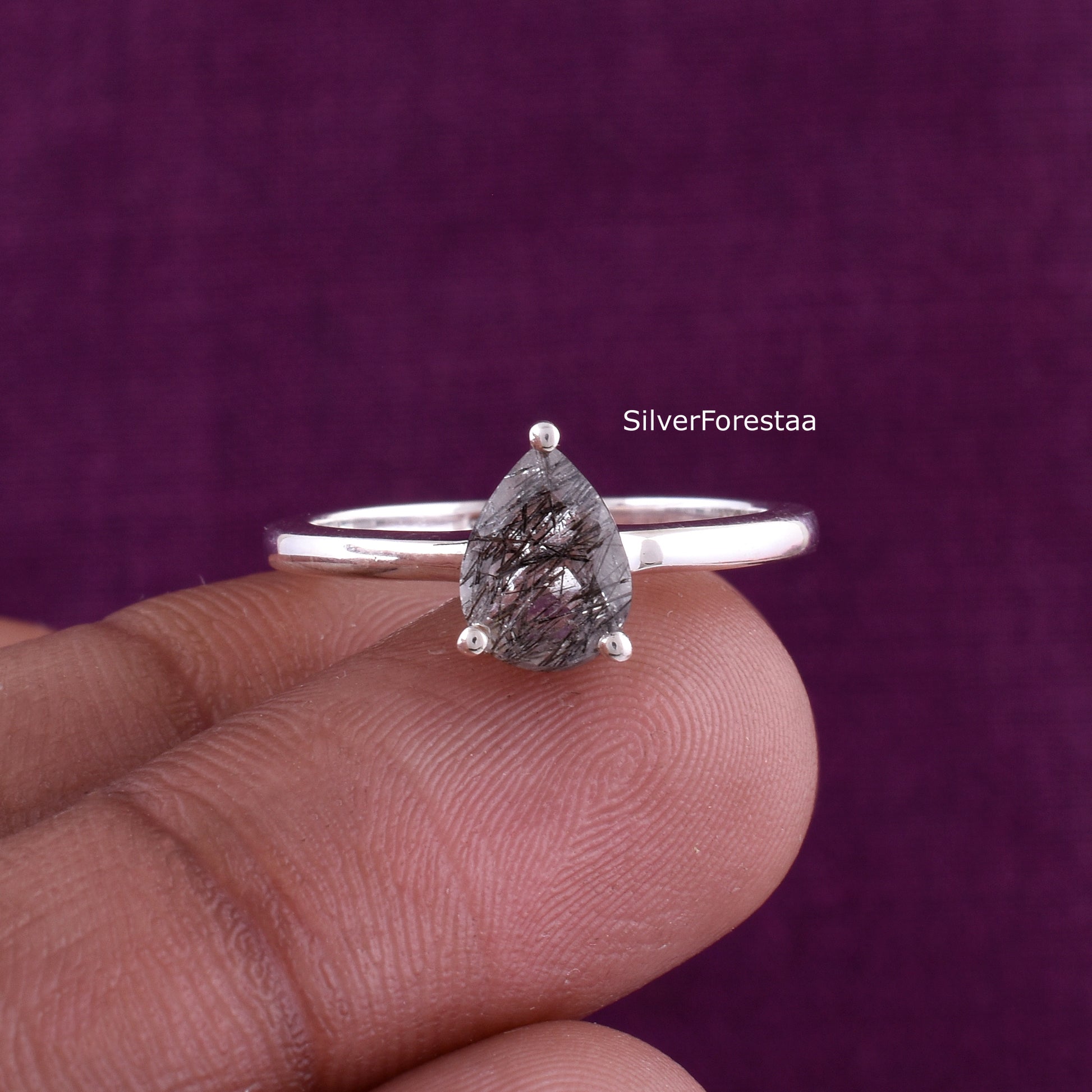 Black Rutile Quartz ring