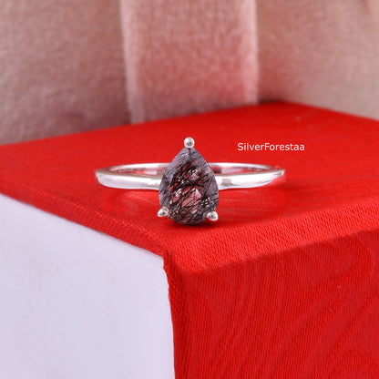Black Rutile Quartz ring
