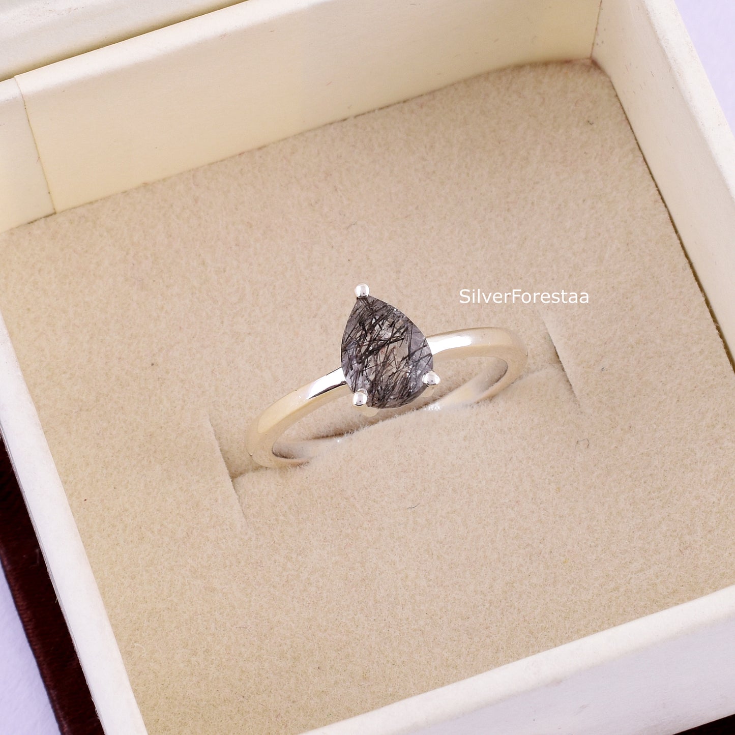 Black Rutile Quartz ring