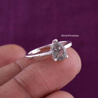 Black Rutile Quartz ring