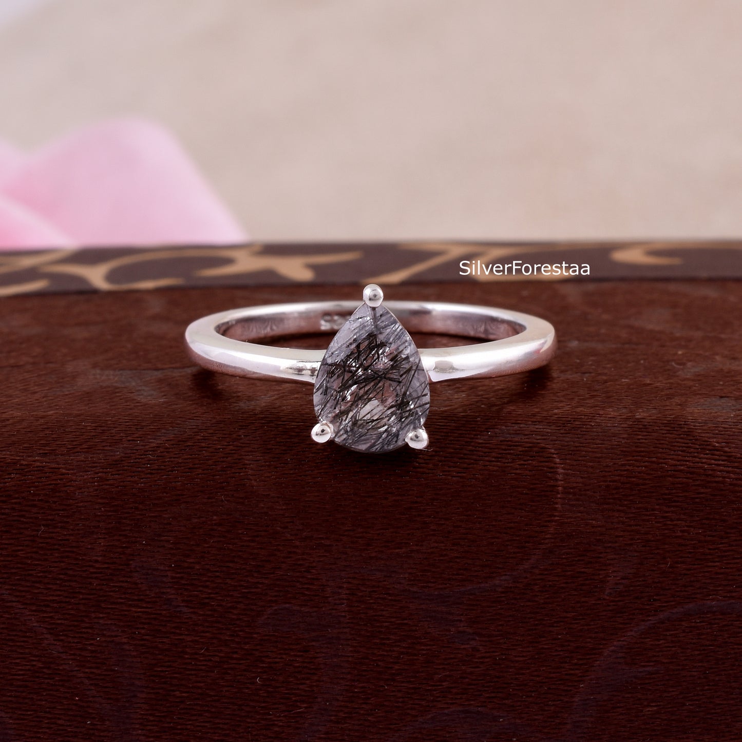 Black Rutile Quartz ring