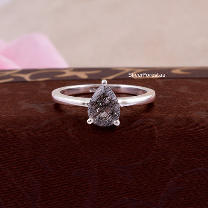 Black Rutile Quartz ring