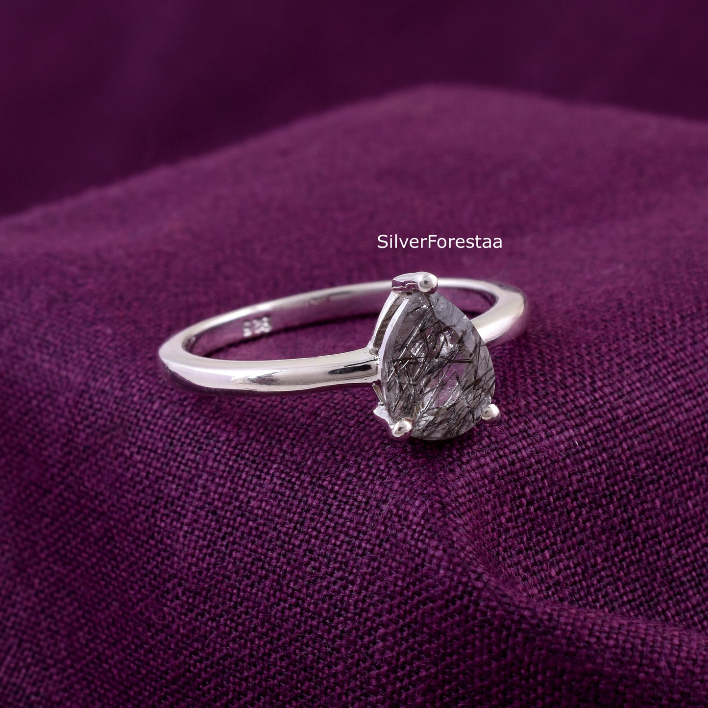 Black Rutile Quartz ring