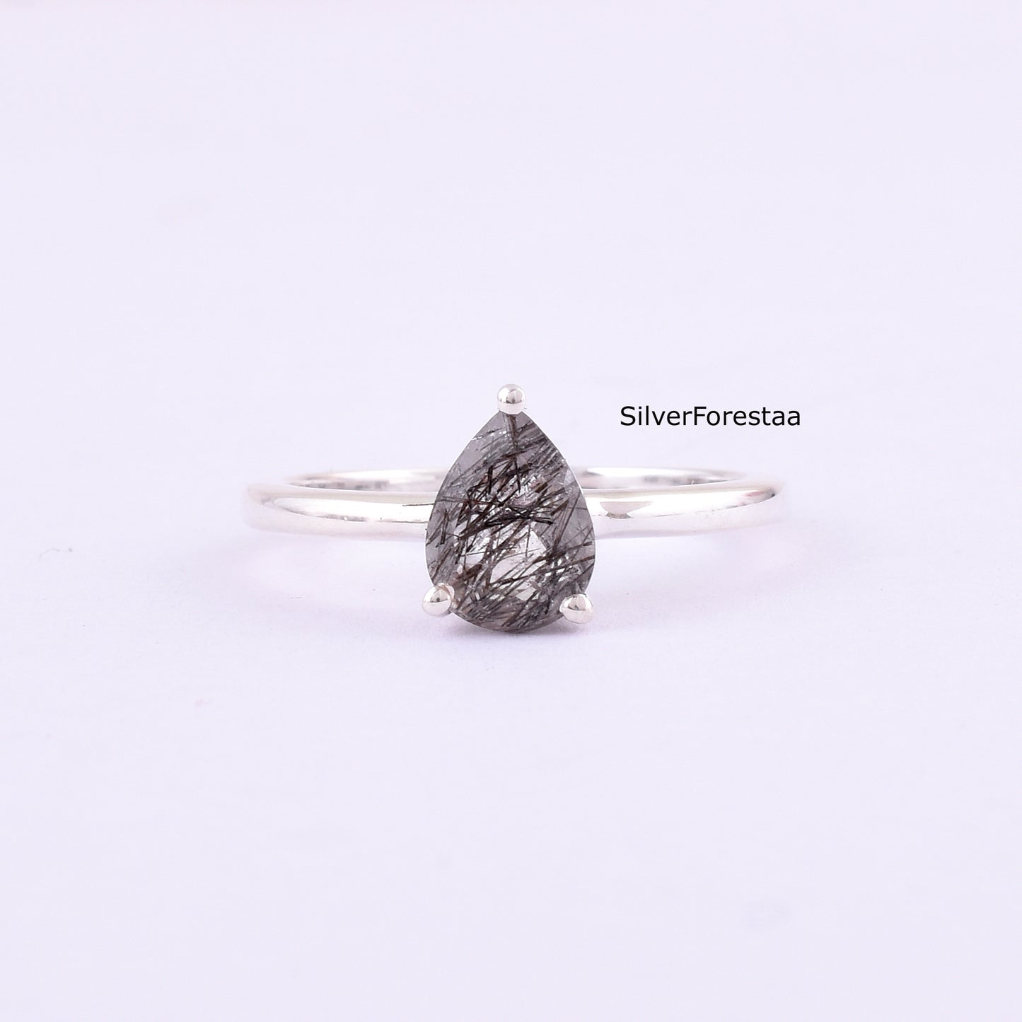 Black Rutile Quartz ring