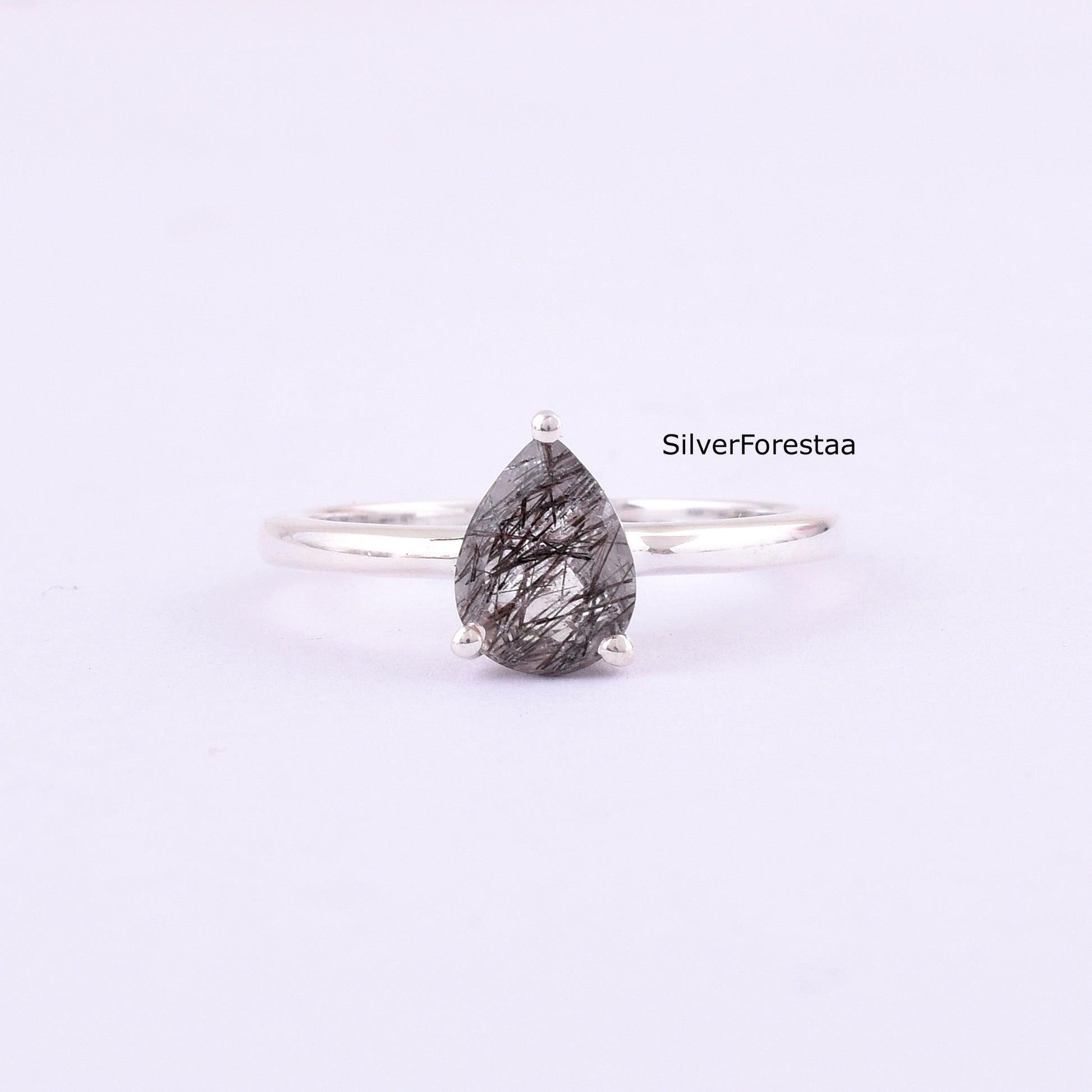 Black Rutile Quartz ring