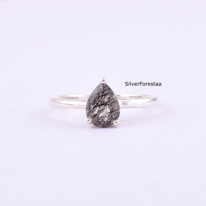 Black Rutile Quartz ring