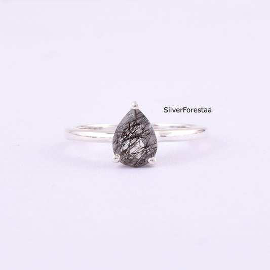 Black Rutile Quartz ring