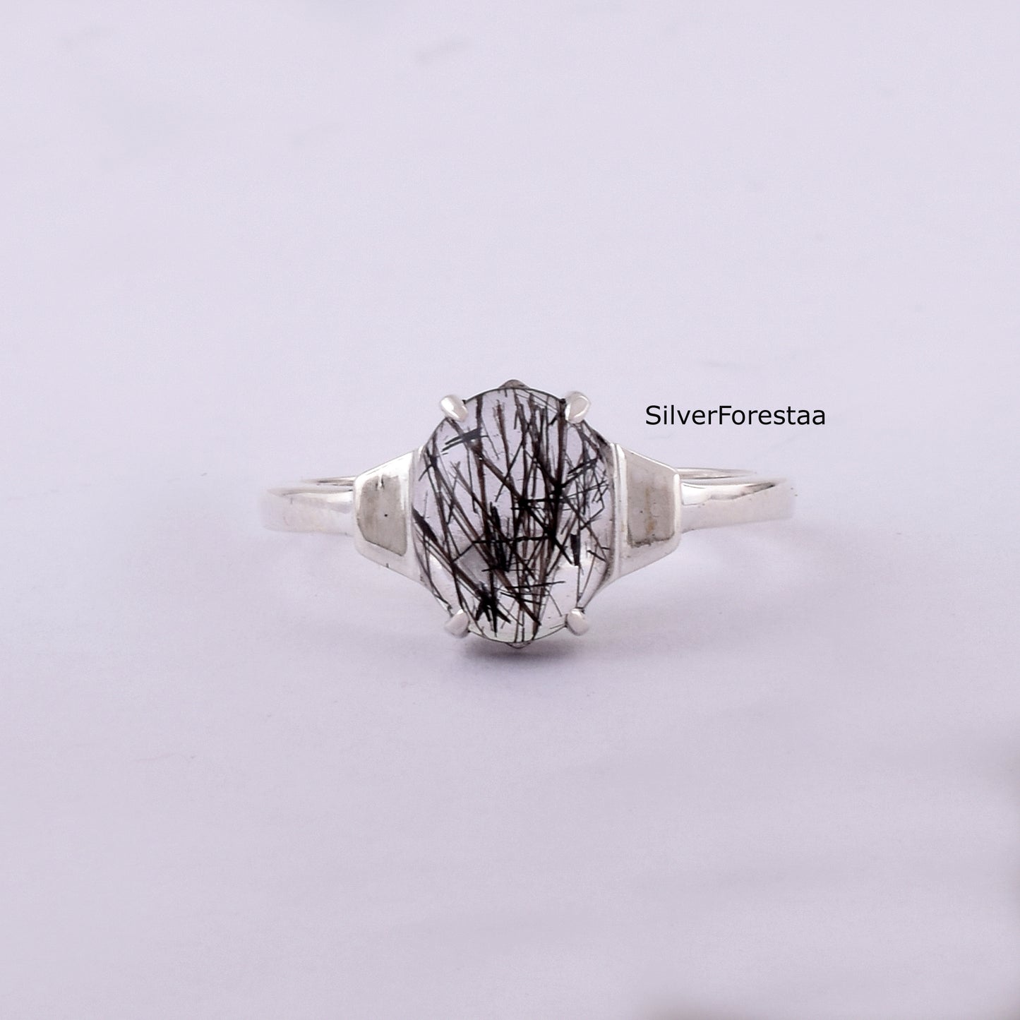 Black Rutile Quartz Ring
