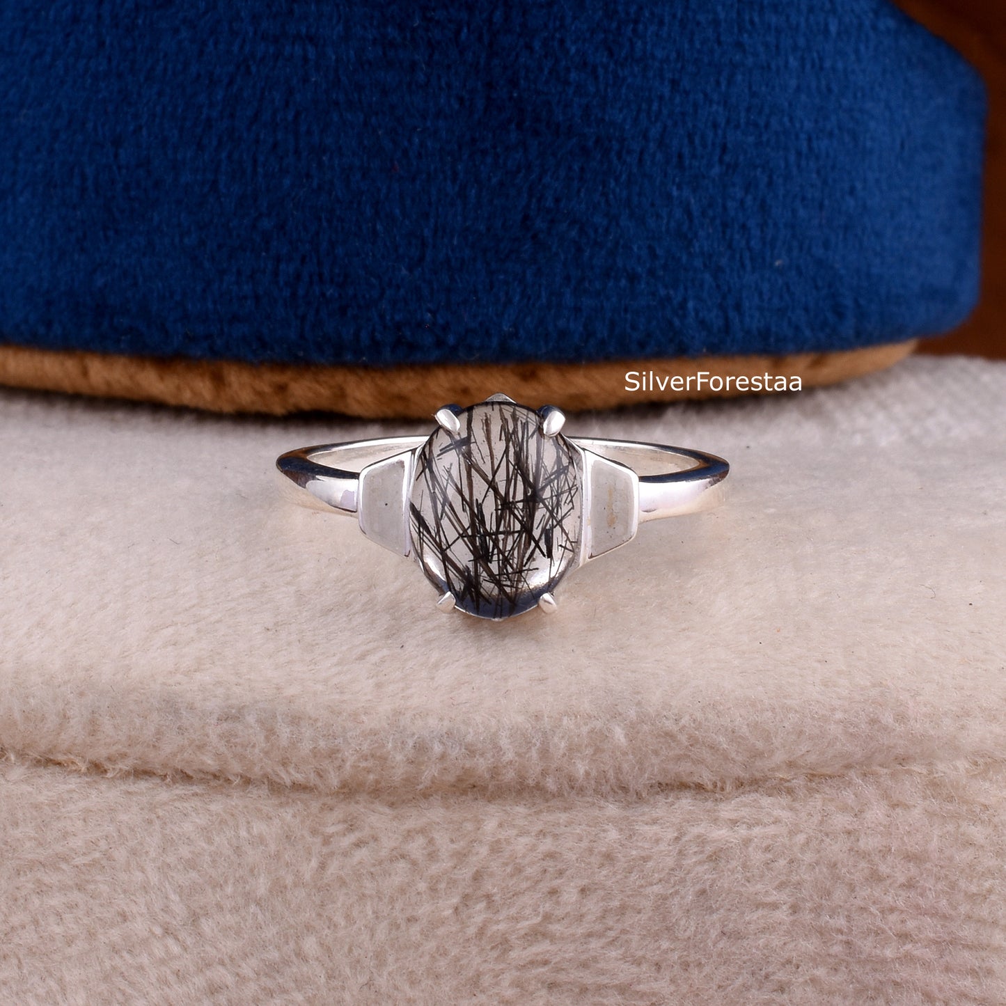 Black Rutile Quartz Ring