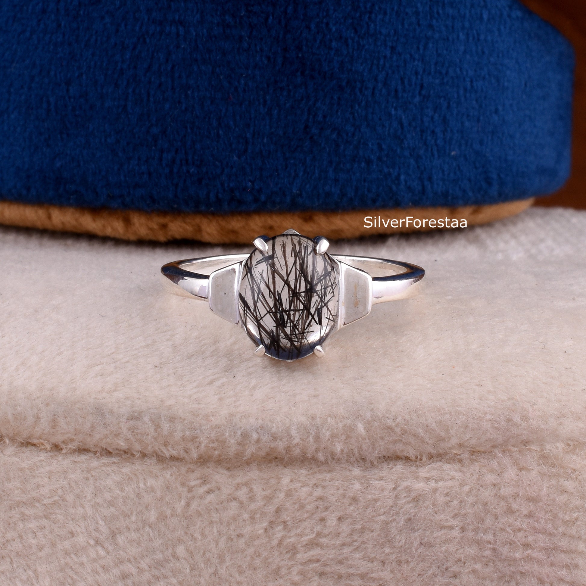 Black Rutile Quartz Ring