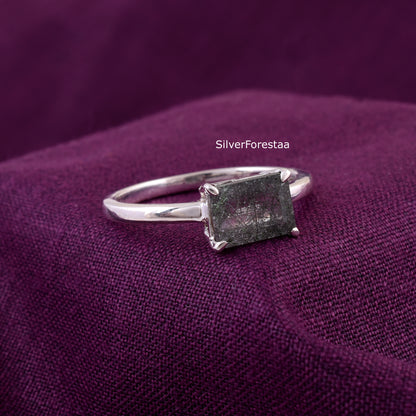 925 Silver Black Rutile Ring – Unique Valentine Gift