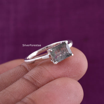 925 Silver Black Rutile Ring – Unique Valentine Gift