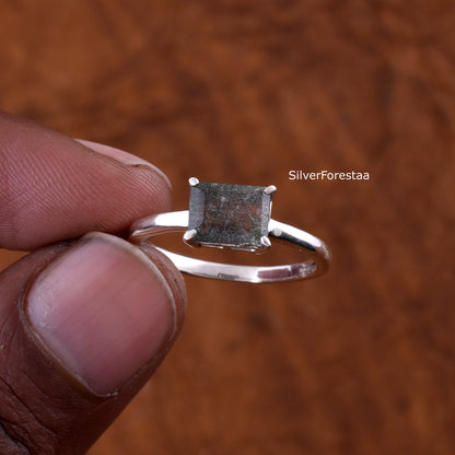 925 Silver Black Rutile Ring – Unique Valentine Gift