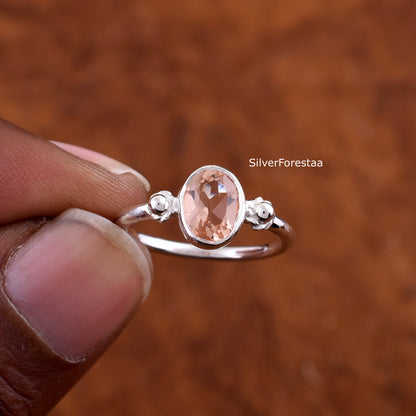Pink Morganite Silver Ring – Bridal & Engagement Jewelry