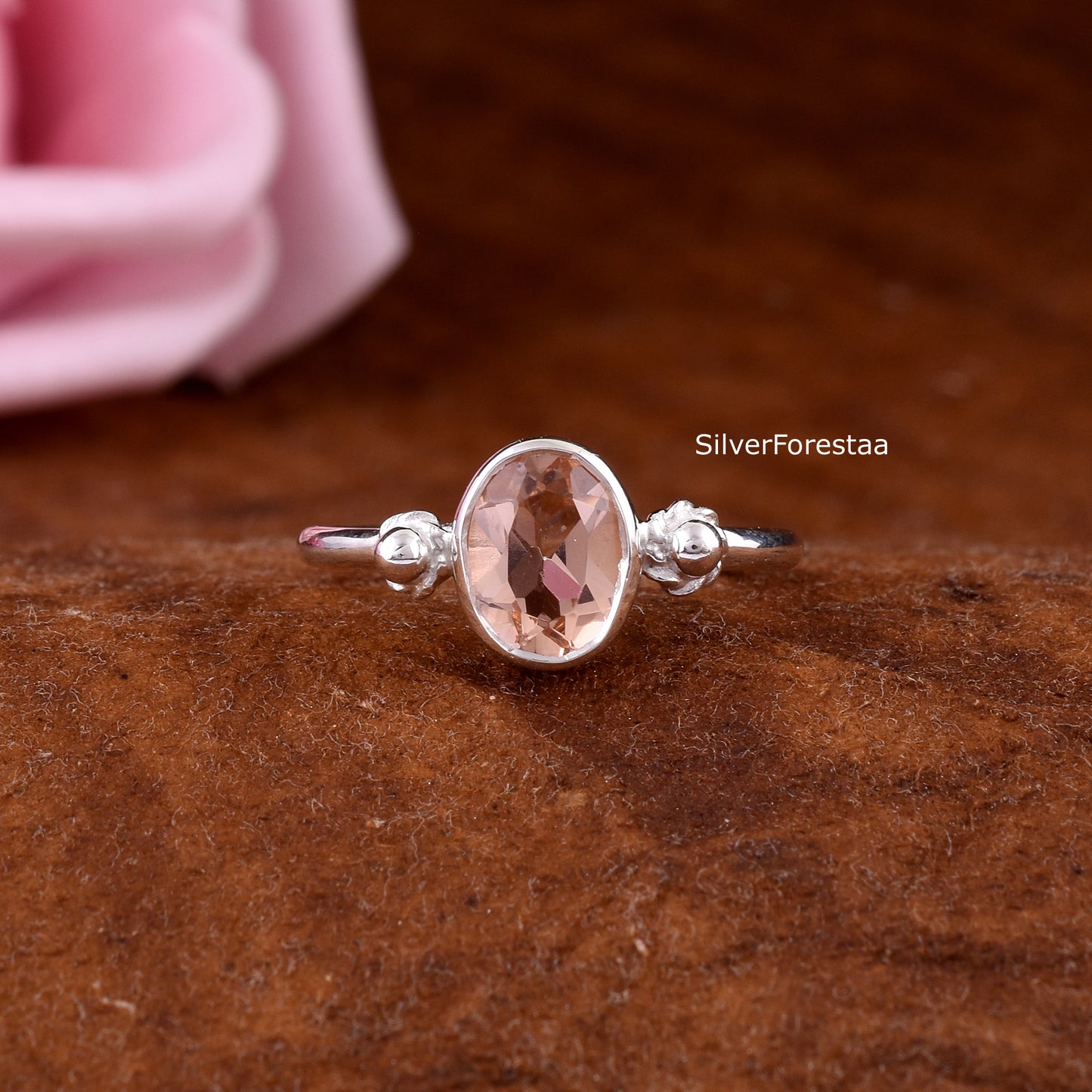 Pink Morganite Silver Ring – Bridal & Engagement Jewelry