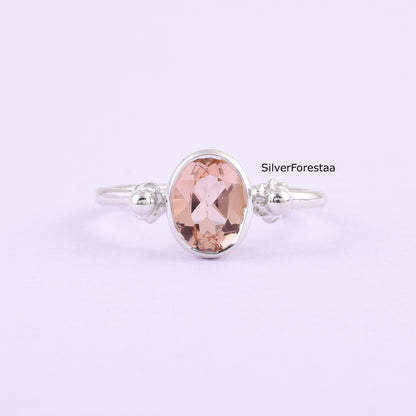 Pink Morganite Silver Ring – Bridal & Engagement Jewelry