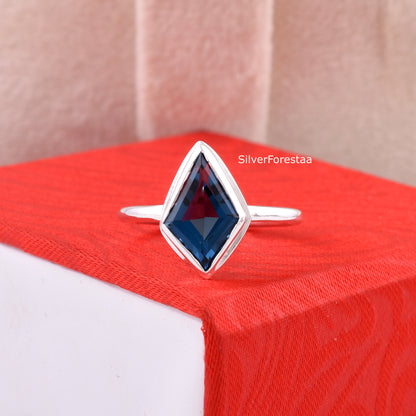 Kite Blue Topaz Silver Ring – Handmade Gemstone