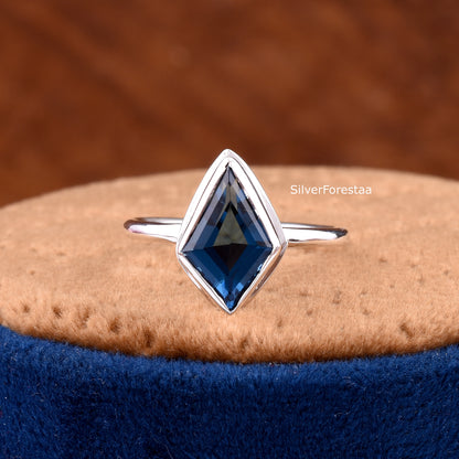 Kite Blue Topaz Silver Ring – Handmade Gemstone