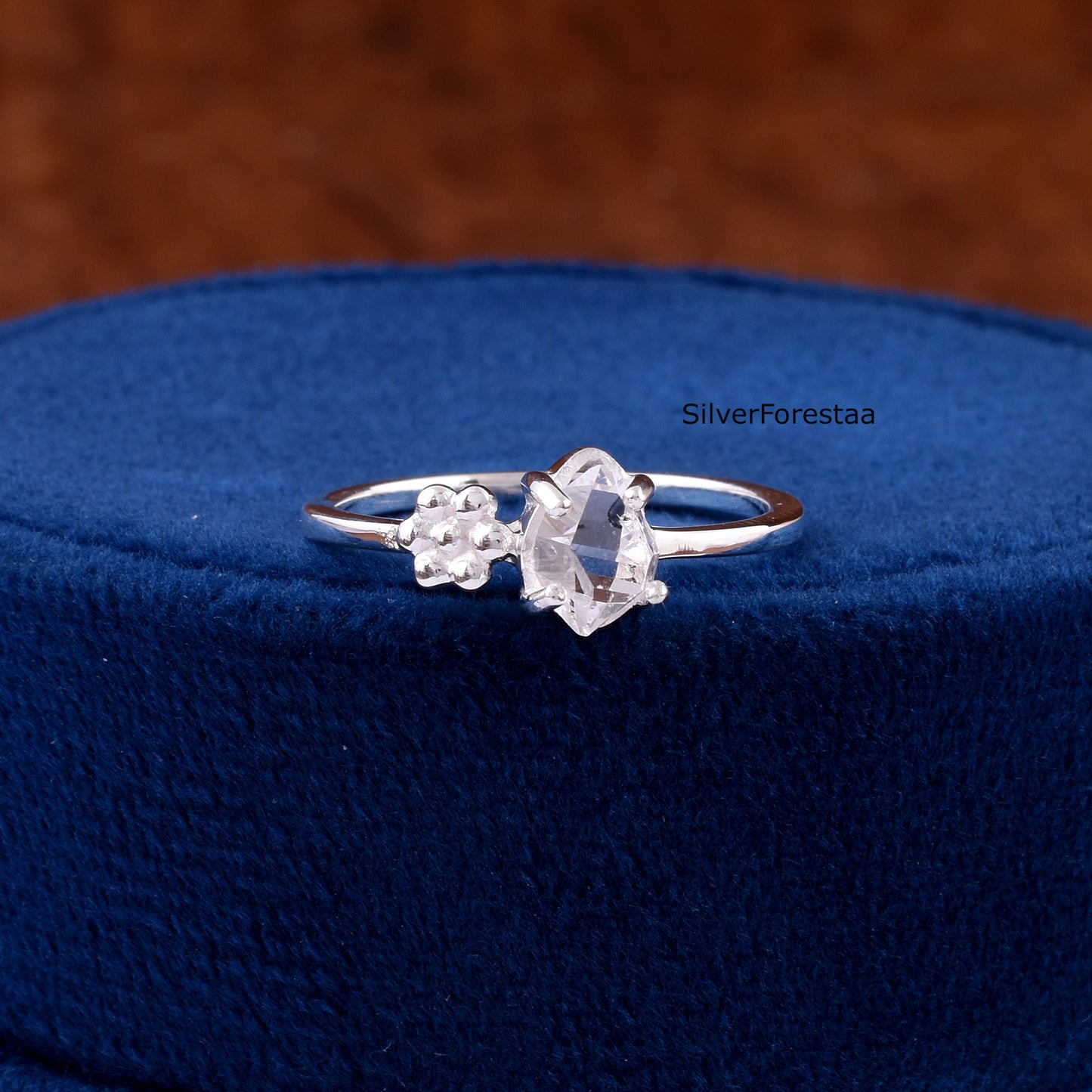 Unique Dainty Herkimer Diamond Ring - 925 Sterling Silver Jewelry