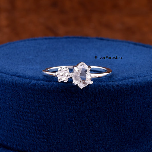 Unique Dainty Herkimer Diamond Ring - 925 Sterling Silver Jewelry