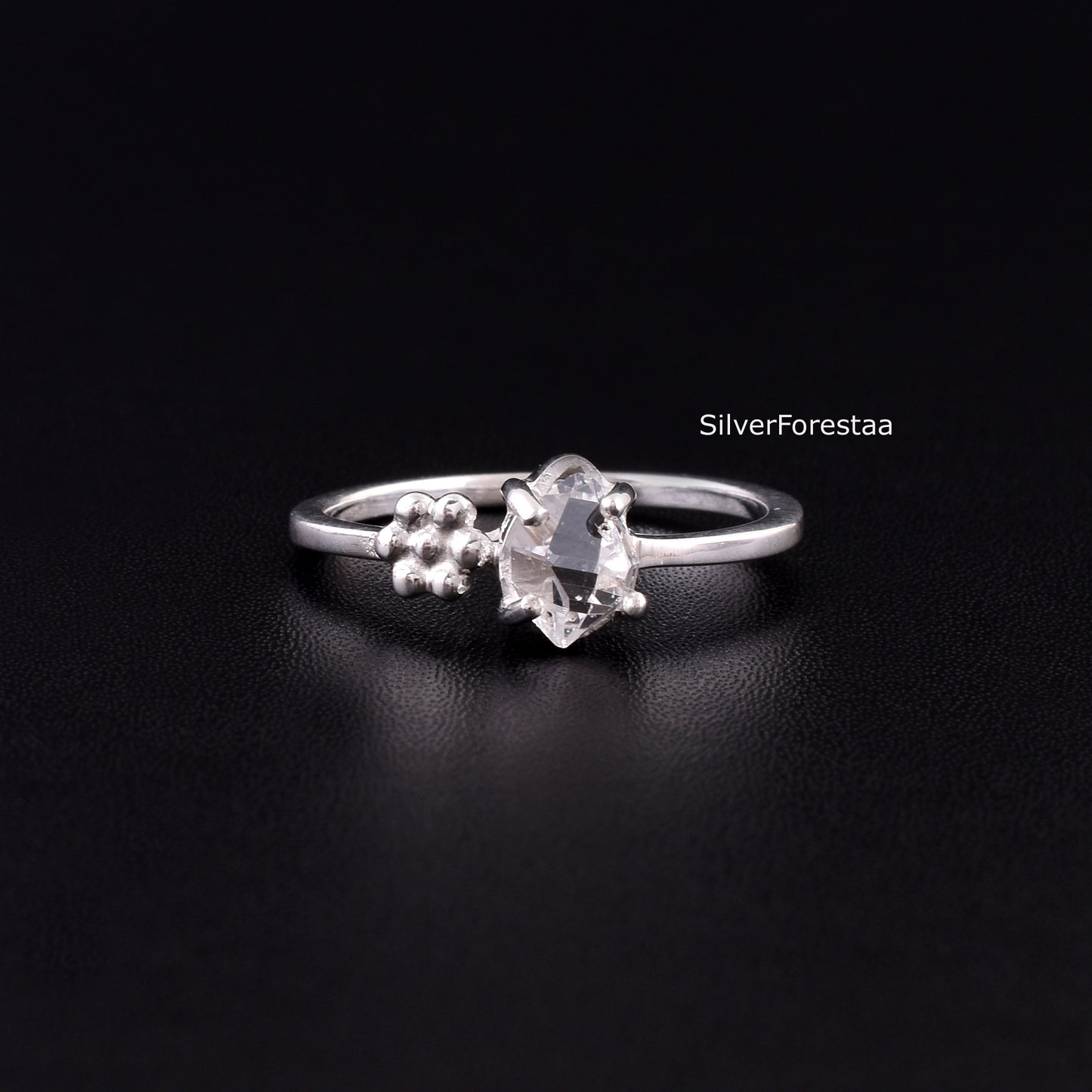 Unique Dainty Herkimer Diamond Ring - 925 Sterling Silver Jewelry