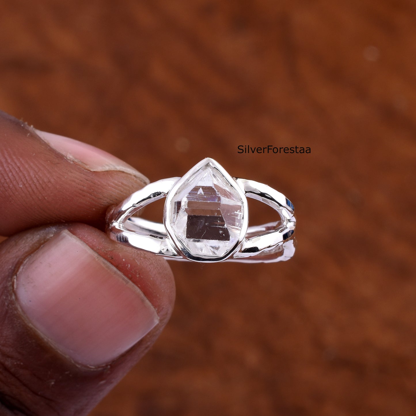 Handmade Herkimer Diamond Sterling Silver Ring