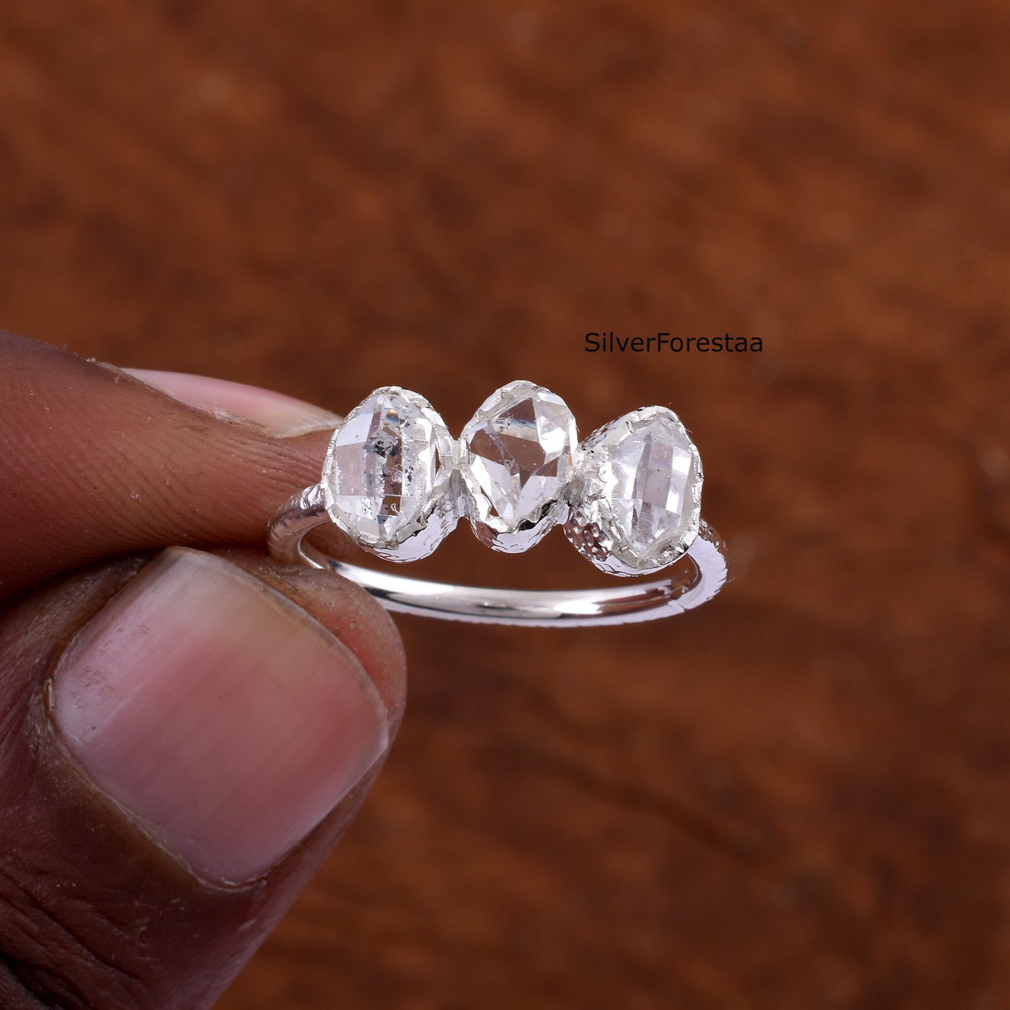 925 Silver Herkimer Diamond Ring – Handmade Jewelry