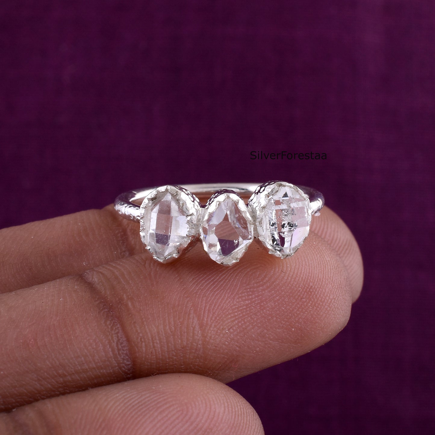925 Silver Herkimer Diamond Ring – Handmade Jewelry