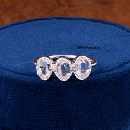 Unique Dainty Herkimer Diamond Ring - SilverForestaa